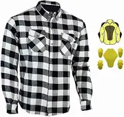 Men Motorcycle Flannel Lumberjack White Shirts Reinforced with Dupont™ Kevlar® Fiber