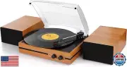 Retro Vinyl Record Player Bluetooth Desktop Phonograph Belt-Drive Turntable w