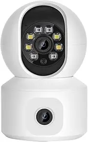 Security Cameras Wireless Outdoor,1080P HD Dual Lens Wireless Surveillance Camera,360° PTZ Rotation Motion Detection for Home Security