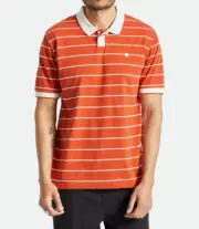 Brixton Men's S/S Polo Shirt PROPER KNIT - Orange / Off White - Meduim LAST ONE