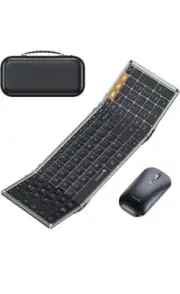 ProtoArc Foldable Keyboard and Mouse, XKM01 Folding Bluetooth Keyboard Mouse