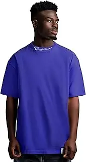 [Reichstadt] Modern Oversized T-Shirt for Men - Stylish Basic with Crew Neck and Short Sleeves | Comfortable Comfort High-Quality Workmanship | Fashionable Cut & Patch Design, Purple, XS