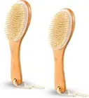 Gerrii 2 Pcs Dry Brushing Body Brush Natural Boar Bristle with Contoured...