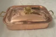 New RUFFONI Historia Hammered Copper Rectangular Roasting Pan Turkey Italy