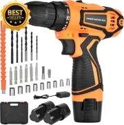 Cordless Drill Driver & Electric Screwdriver Set 45Nm w/2x2.0Ah Batt, 24 Bits