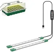 KYUQY LED Grow Light Strip for Indoor Plants, Full Spectrum Dimmable Plant Growing Lamp Bars with Auto ON/Off Timer, 40 LEDs, 4 Dimmable Levels for Indoor Greenhouse