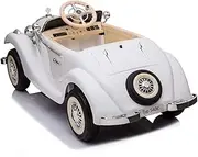 Classic car children electric car four-wheeled remote control oversized baby toy car can sit adults and two children White Children's Edition: Four-wheel drive/12V10A battery/plastic wheel/plastic seat/swing