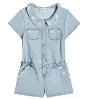 [Tartine et Chocolat] Tartine et Chocolat Embroidered denim playsuit Y 3 blue