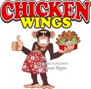 Chicken Wings DECAL (Choose Your Size) Monkey Concession Food Truck Sticker
