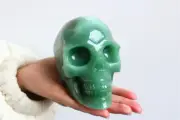 0.88kg Natural Aventurine skull quartz crystal skull carved reiki decor gift