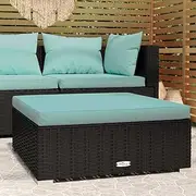 Sectional Sofa, Garden Footrest with Cushion Black 70x70x30 cm Poly Rattan