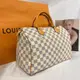 [二手] Louis Vuitton LV 白色棋盤格Speedy波士頓30公分手提包/斜背包