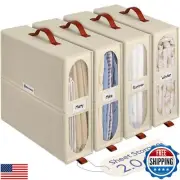 BAMBALIK 4x Bed Sheet Organizer Storage Boxes with Big See-Through Windows -