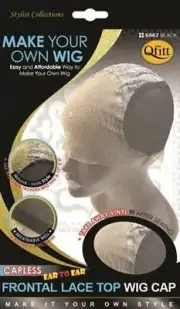 Qfitt M&M HEADGEAR INC Capless Ear to Ear Frontal Lace Top Wig Cap #5067 Black