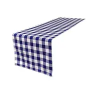 Poly Checkered Table Runner, 14 by 108-Inch, Royal/White Checkered Gingham
