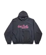 Balenciaga Logo Printed Zip-Up Jacket washed black
