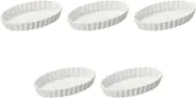 Set of 5, White Oval Oval 7 Pie Plate, 7.2 x 4.7 x 1.2 inches (18.4 x 12 x 3 cm) | Pie Plate, Ceramic, Setomonohonpo
