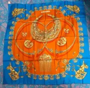 Unused HERMES Scarf Harness Orange Blue 031