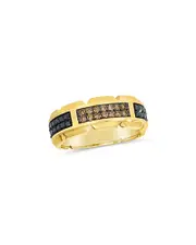 Bloomingdale's Fine Collection Men's Black & Brown Diamond Pave Ring in 14K Yellow Gold