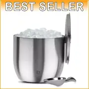 Elegant 7L XL Stainless Steel Insulated Ice Bucket with Lid & Scoop for Parties