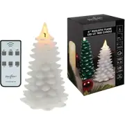 LED White Frosted Christmas Tree 6" Realistic Flame Lit Candle With Remote New
