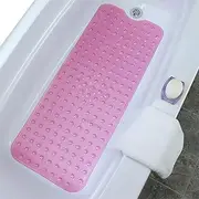 Extra Long Bath Tub & Shower Mat, Wet Floor Non-Slip for Elderly & Kids Bathroom, Longer Than Standard Bathtub Mats, 200 Suction Cups, Drain Holes, Machine Washable, 100x40cm
