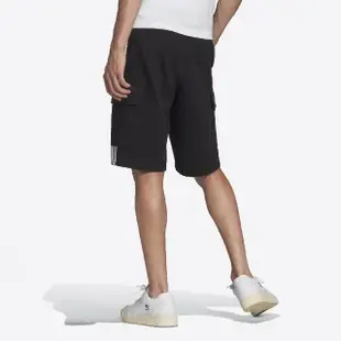 【adidas 愛迪達】短褲 3-Stripes Cargo Shorts 男款 黑 工裝風 經典 三線 重磅 褲子 愛迪達(HB9542)