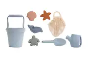 Silicone Baby Beach Toys Bundle - Watering Can, Bucket, Spade & Mould Set- Duck Egg