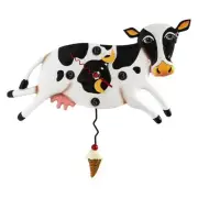 Bessy Cow Whimsical Pendulum Wall Clock