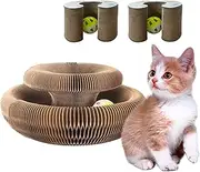 2 Pack Magic Organ Cat Scratching Board, Cardboard Scratcher Pad Accordion for Cats, Foldable Recyclable Comes with Ball