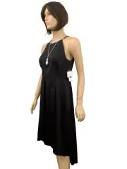 NWT Aidan Mattox Black Textured Satin Asymmetric Party Cocktail Dress Size 8