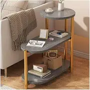 Faux Marble Side Table 3-Tier Narrow Bedside Table End Table Minimalist Multi-Function Nightstand with Metal Frame for Living Room(Gray 1,Small)