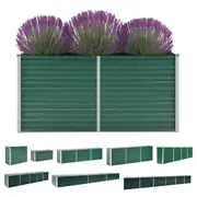 Garden Raised Bed Flower Box Plant Pot Planter Green Galvanised Steel vidaXL