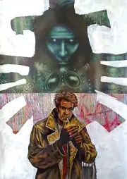 HELLBLAZER CONSTANTINE COMIC ORIGINAL acrylic illustration art