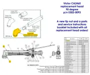 Victor OEM CA2460 torch head 0302-0093 - free tip nut & breakdown included