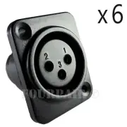 6 Pack Lot XLR 3-Pin Female Panel Mount Chassis Microphone Jack Audio Connector