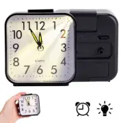 Battery Operated Analog Travel Alarm Clock Silent No Ticking Nightlight Clock