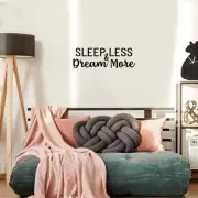 Sleep Less & Dream More - Black 9" x 28" Wall Art Decal Vinyl Sticker