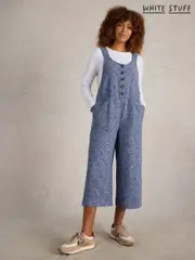 White Stuff Blue Viola 100% Linen Dungarees (F03817) | $185