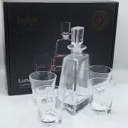 JoyJolt Glassware Luna Whiskey Decanter Set With Glasses 6pcs
