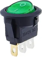 KLVN 4Pcs 12V/220V Led Switch 16A 12V Light Switch Power Switch Car Button Lights ON/Off 3pin Round Rocker Switch KCD1(Green,220V)