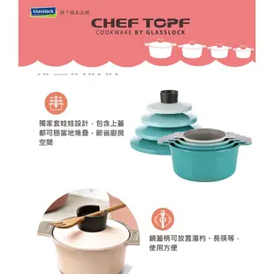 Chef Topf 俄羅斯娃娃系列不沾鍋 - 20公分湯鍋+24公分湯鍋 Tiffany藍 (輜汽)