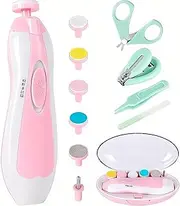 Electric Nail File Drill for Baby No Sharp Claws Hurt, 18 in 1 Safety Cutter Trimmer Clipper for Toes and Fingers (Pink Upgrade)