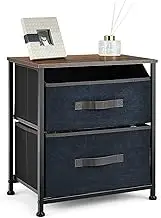 Aussie Choice 2-Drawer Nightstand, Short Dresser with 2 Removable Fabric Bins, Anti-Tipping Kits & Metal Frame, Industrial Chest of Drawers, Side End Table for Bedroom