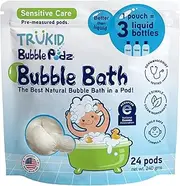 TruKid Bubble Podz Care for Sensitive Skin - Safe, Unscented Wellness Calming Bubble Bath for Kids - Pediatrician and Dermatologist Tested - 24 Count