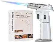 Restaurantware - RW Pyro Creme Brulee Torch With Adjustable Flame, 1 Refillable Culinary Blow Torch - Butane Gas Tank Not Included, Rotating Head, Silver Kitchen Torch, Security Lock, For Cooking, BBQ