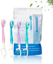 5 in 1 Mini Toothbrush & Floss & Tongue Scraper & Toothpick Set, 26 Pack Disposable Mini Travel Toothbrushes, All In One 5 in Travel Toothbrush Set with 4 Flavors