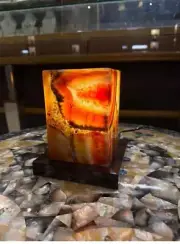 4"x4"x6" Luxury Red Agate Stone Night Lamp with LED Light Housewarming Gift Deco
