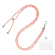 Phone Lanyard Adjustable Neck Lanyard with Transparent Patch Pink