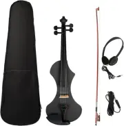 Oshhni Solid Wood Silent Electric Violin 4/4 Case Stringed Instruments with S...
